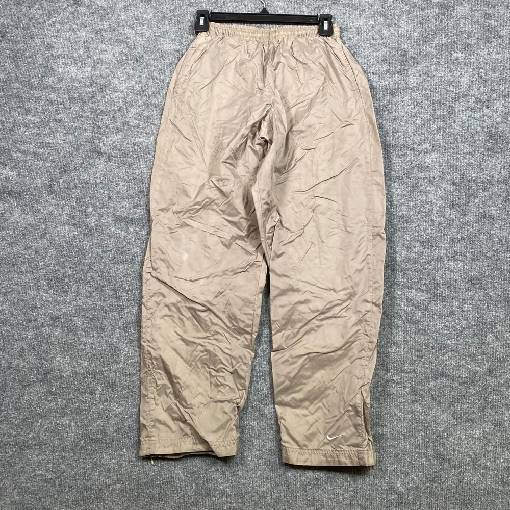 Nike Vintage Tan Windbreaker Track Pants Youth Large L 14-16 Zipper Cuffs Swoosh